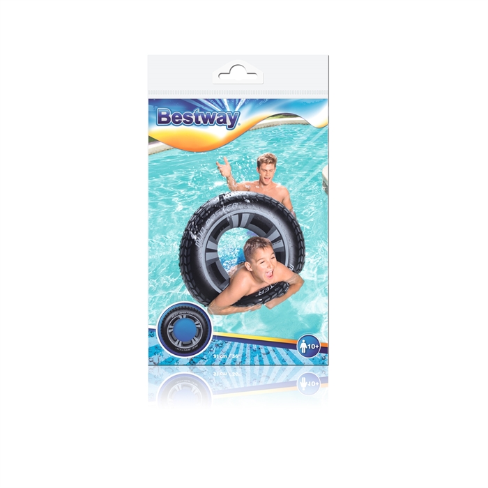 FLOTADOR INFLABLE REDONDO 36" DISEÑO NEUMATICO BESTWAY 36016