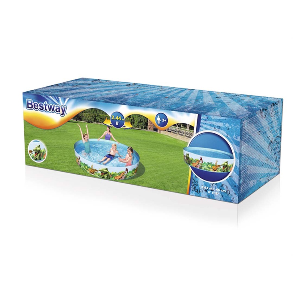 PISCINA DE PARED RIGIDA PVC 8'X18" DISEÑO DINOSAURIOS BESTWAY 55001 