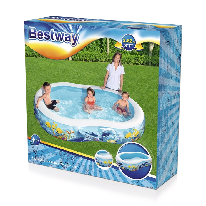 PISCINA INFLABLE DE VINIL 103"X62"X18" DISEÑO MARINO BESTWAY 54118 