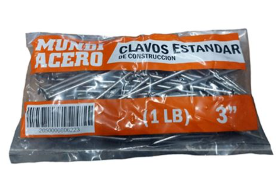 CLAVO CON CABEZA DE ACERO PARA MADERA DE 3" MUNDIACERO GRIS