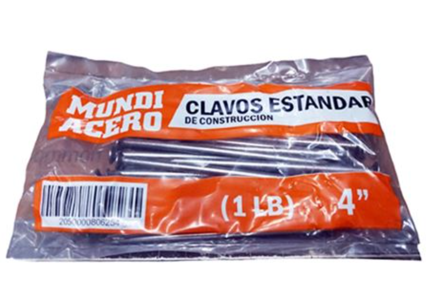 CLAVO CON CABEZA DE ACERO PARA MADERA DE 4" MUNDIACERO GRIS