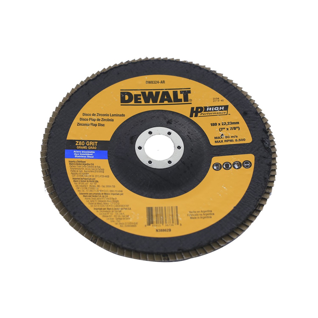 Disco zirconio 7x7/8" z80 dewalt dw8324