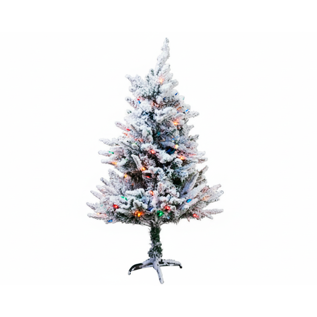 Arbol De Navidad 5' 565T Base De Metal Con Nieve