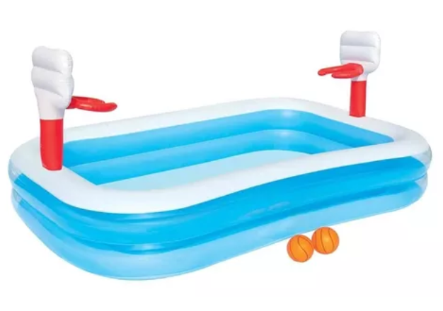 Piscina Inflable 8'3"X66" 168Gl Con Juego De Basquetbol 22