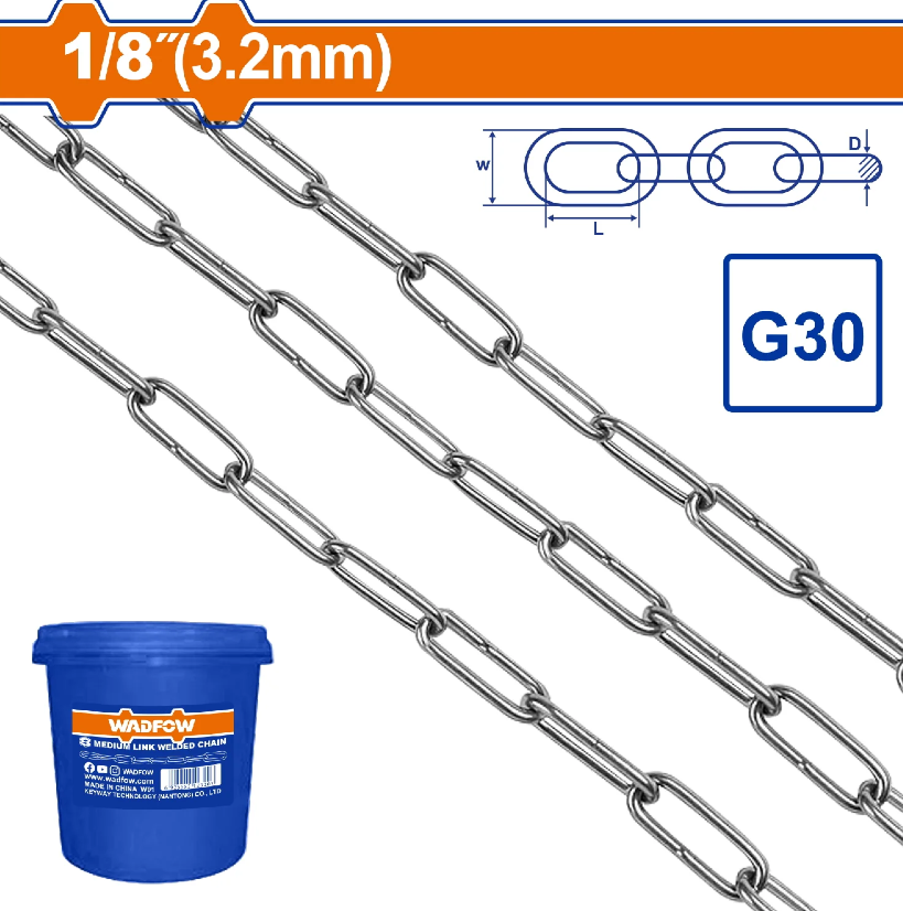 Cadena Galvanizada Brillante 1/8" Wadfow Wtlt1B03