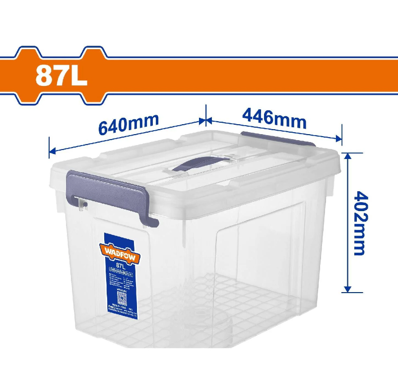 Caja Plastica 87-Lt Con Tapa Wadfow Tb2390 Transparente