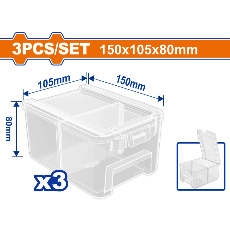 Caja Plastica Organica 3Pc Con Tapa Wadfow Wtb8333