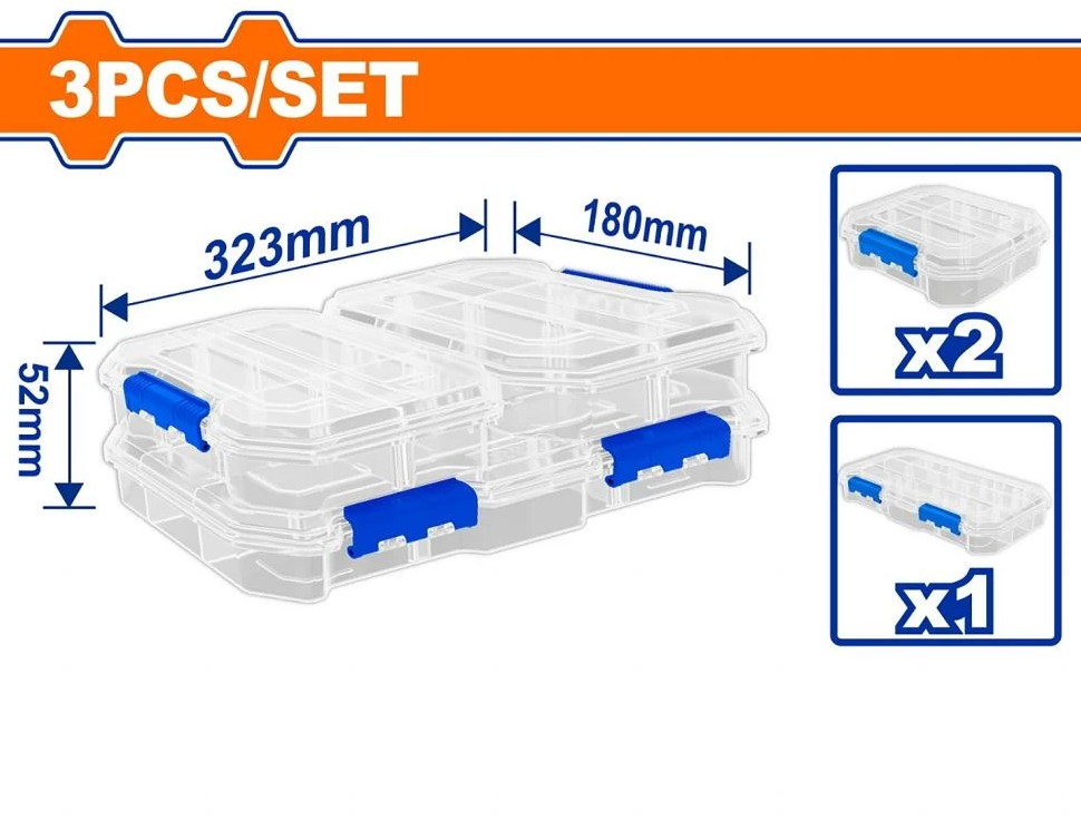 Caja Plastica Organica 3Pc Wadfow Wtb8343 Trasparente