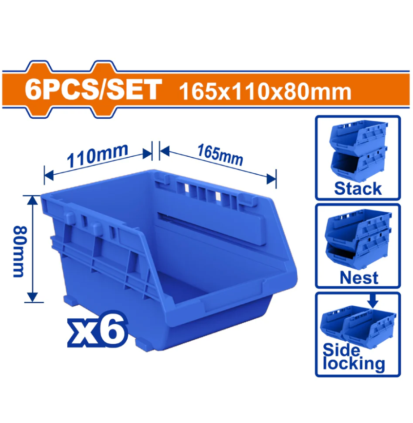 Caja Plastica Organica 6Pc Wadfow Wtb8336 Azul