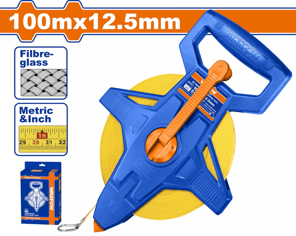 Cinta Metrica 100Mtx12.5Mm Wadfow Wmt25100