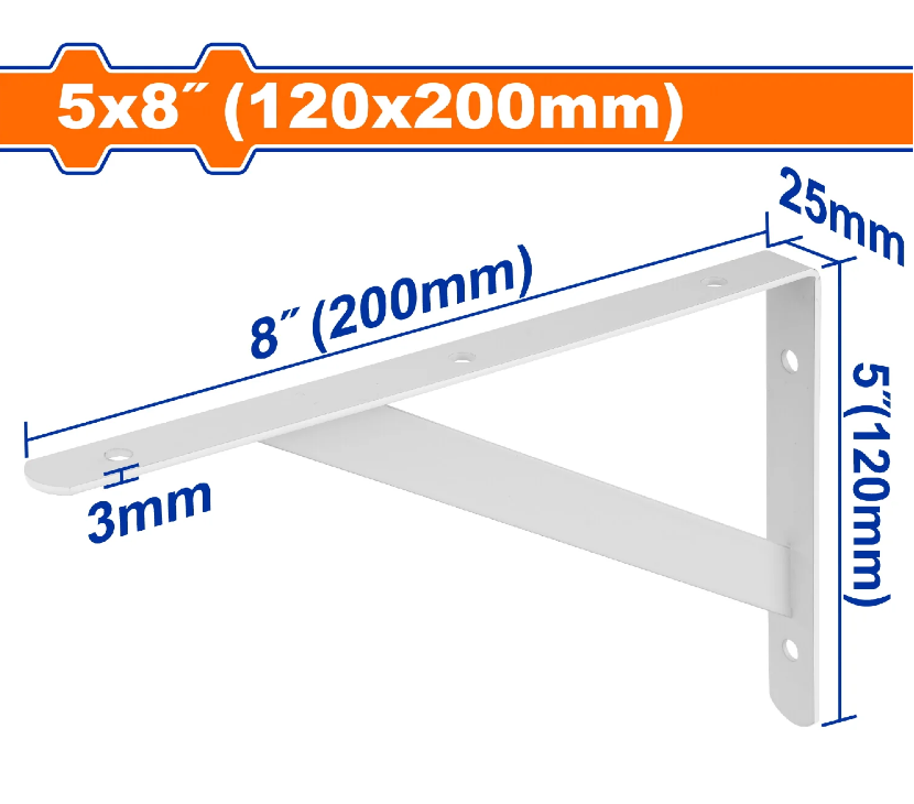 ESCUADRA DE METAL 5"X8" WADFOW WZJ3320 BLANCO