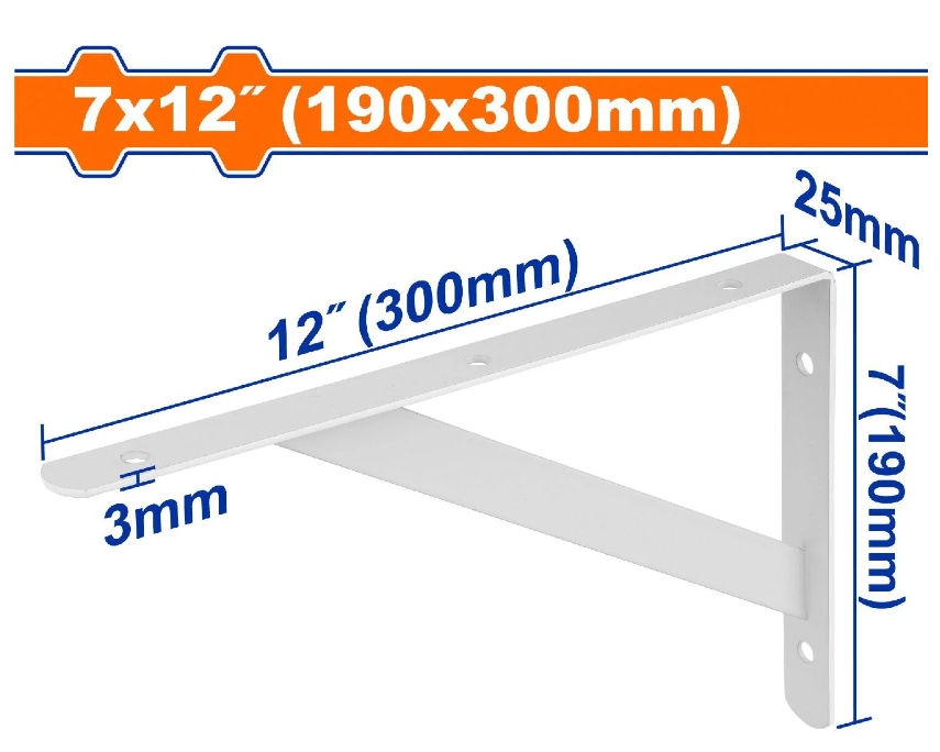 ESCUADRA DE METAL 7"X12" WADFOW ZJ3330 BLANCO