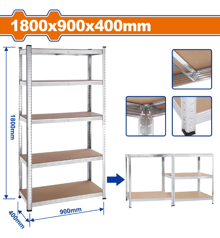 Estante De Acero/Mdf 5-Divisiones 175Kg Wadfow Wts1A94