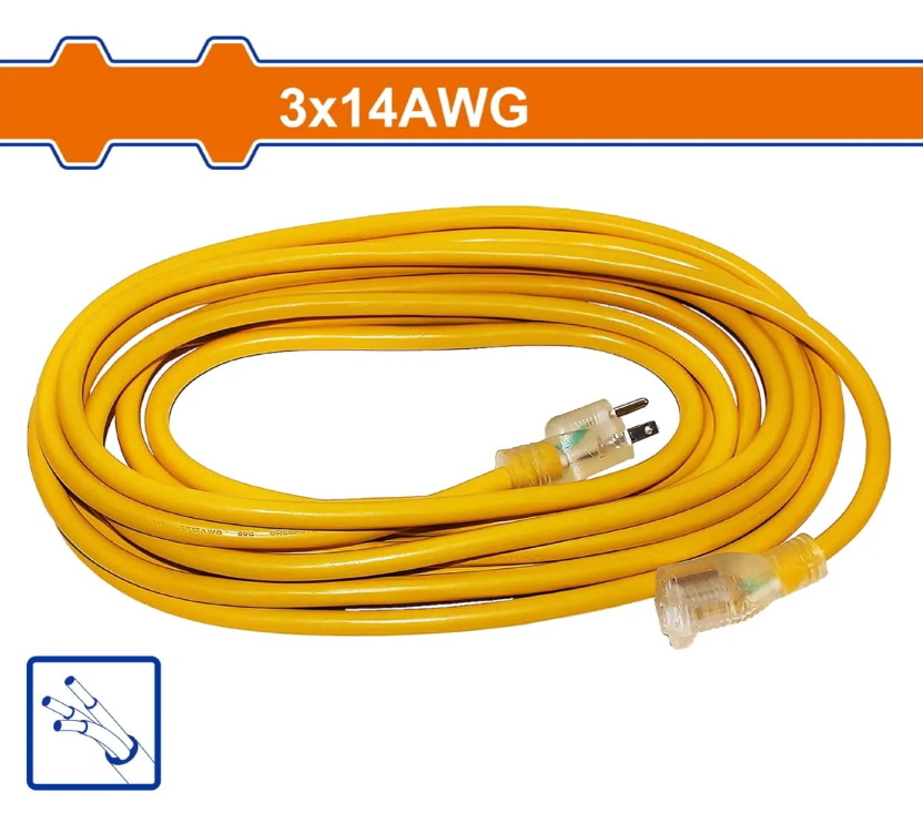 Extension Electrica 13' 18A 3/14G Wadfow Ej3401 Amarilla