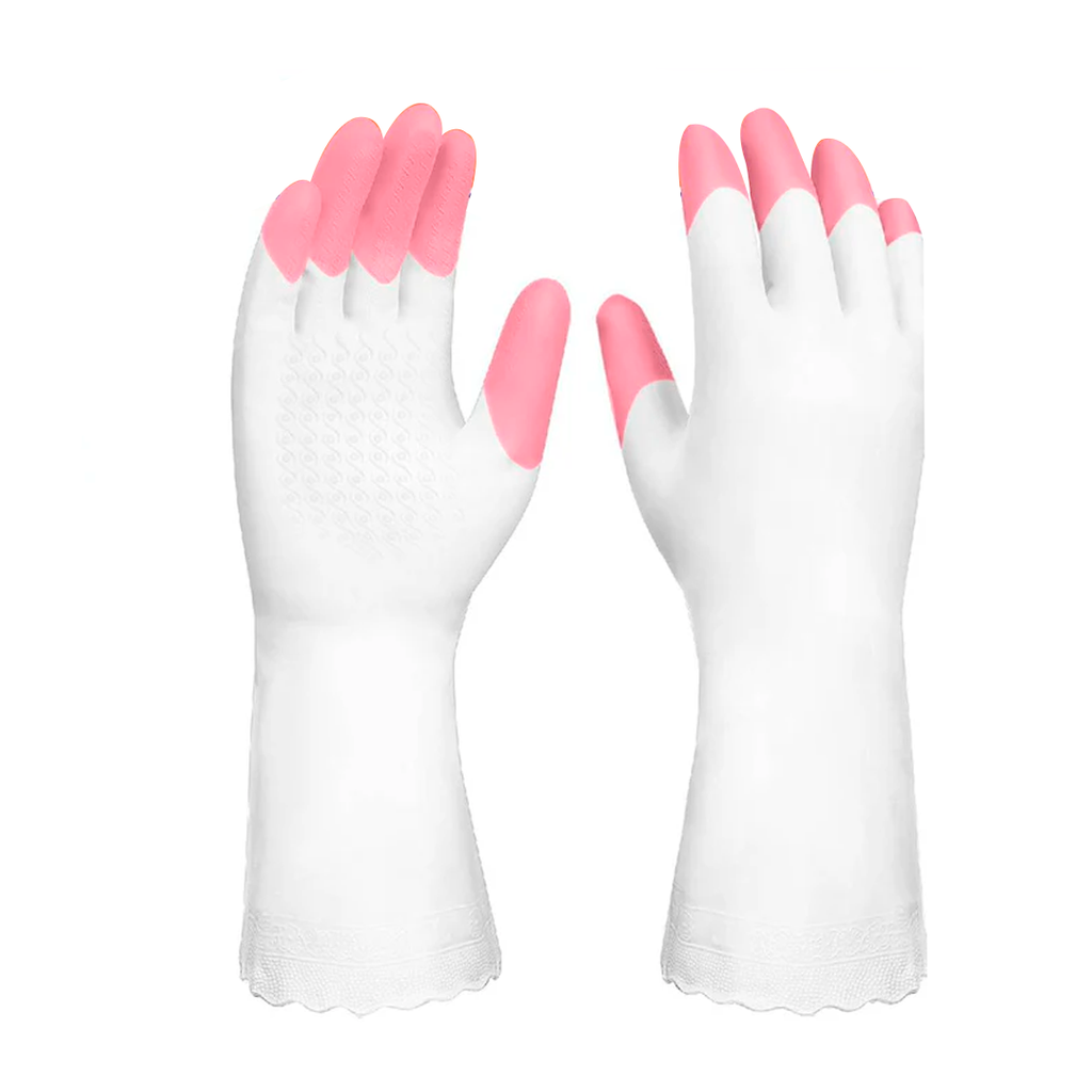 Guante Pvc "L" 32Cm Wadfo Vg932L Blanco/Rosa