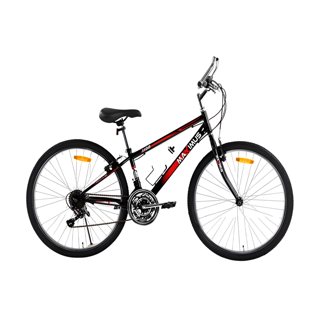 Bicicleta 24 Mtb 21V Tubo Recto Maximus Cromado Rojo/Negro Armable