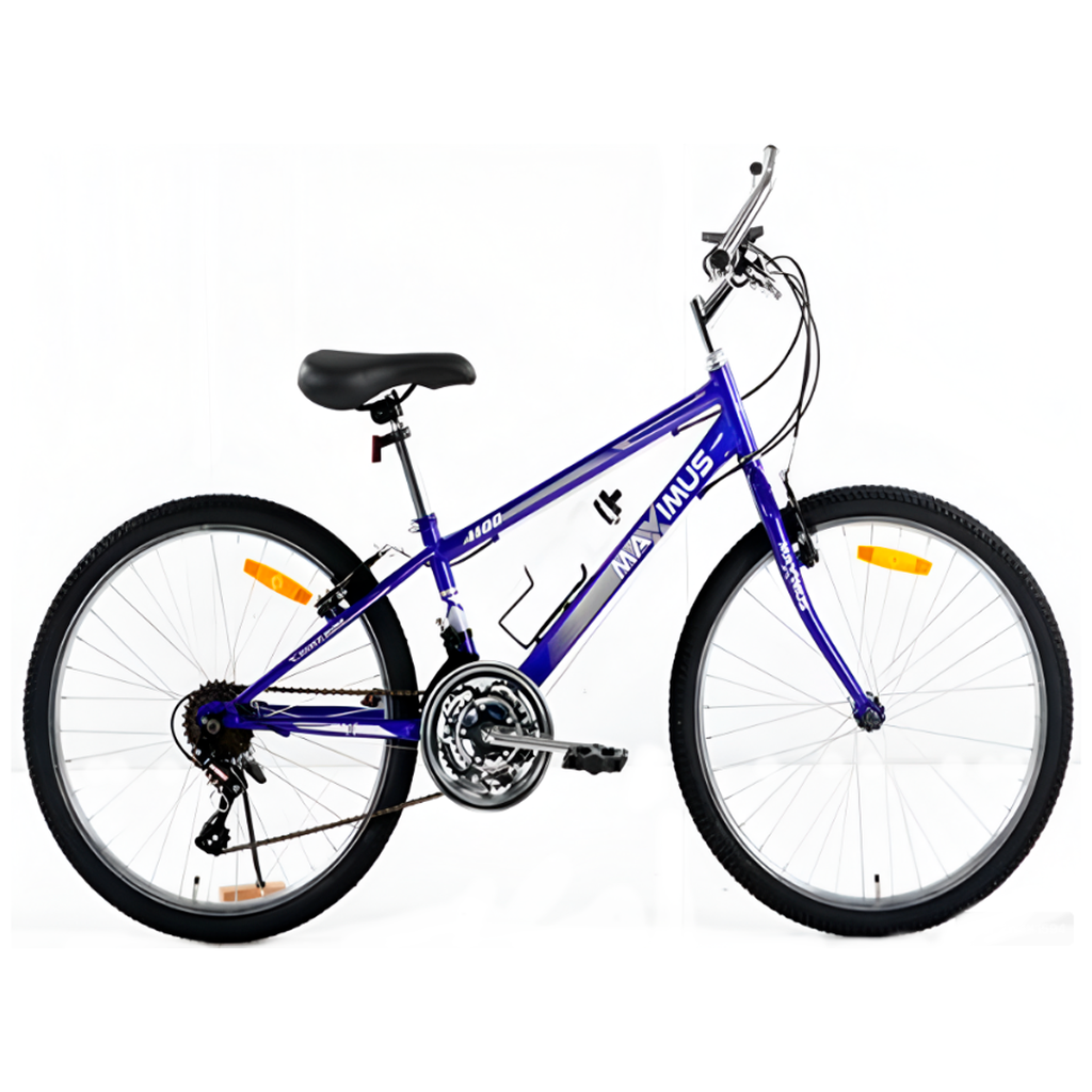 Bicicleta 26 Mtb 21V Con Tubo Recto Cromado Maximus Gis/Azul Armable