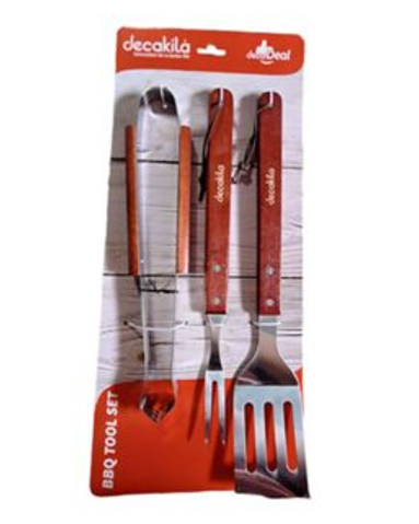 Utensilios para asar 3pc mango de madera decakila kmtt099m