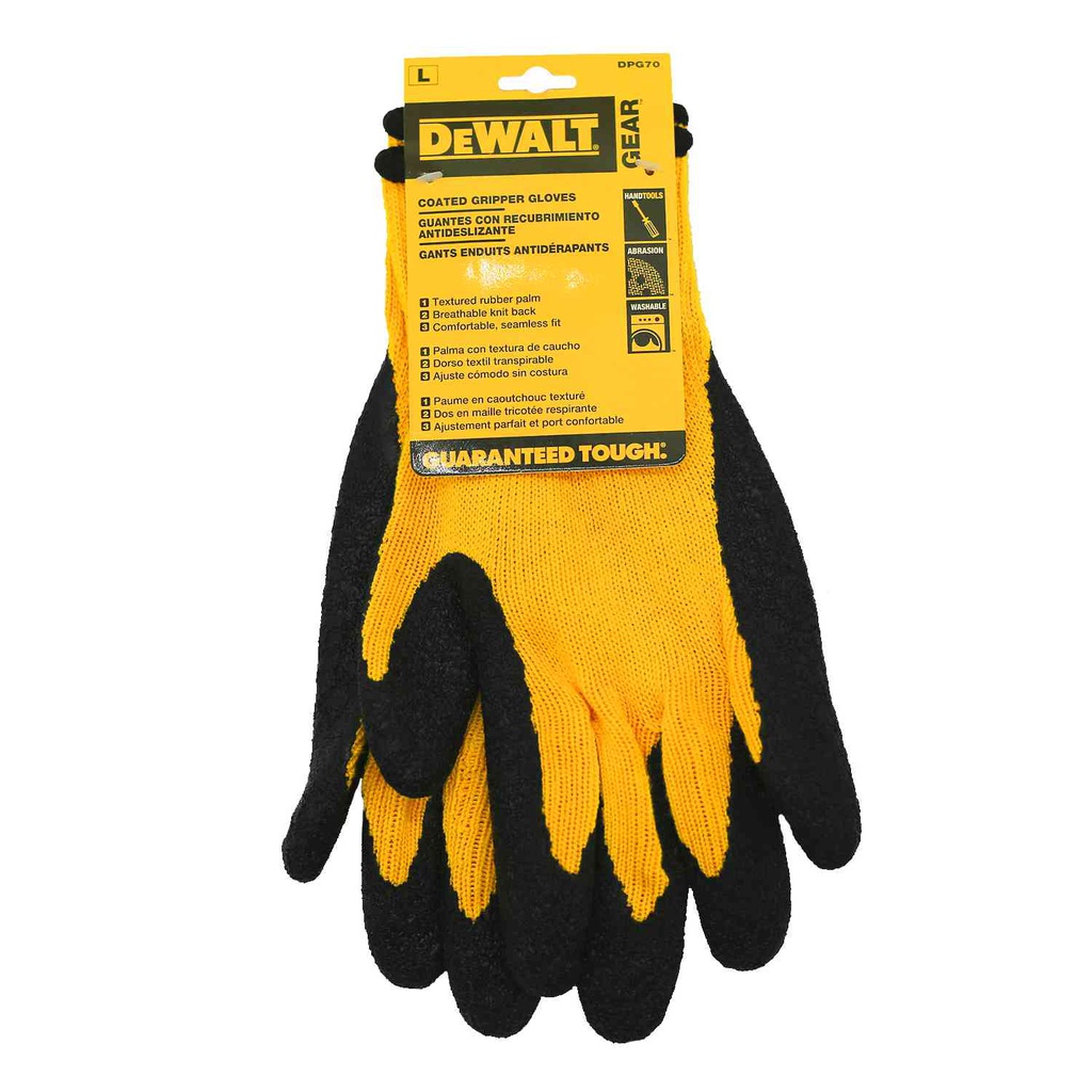 Guante hule-tela "l" para construccion dewalt dpg70