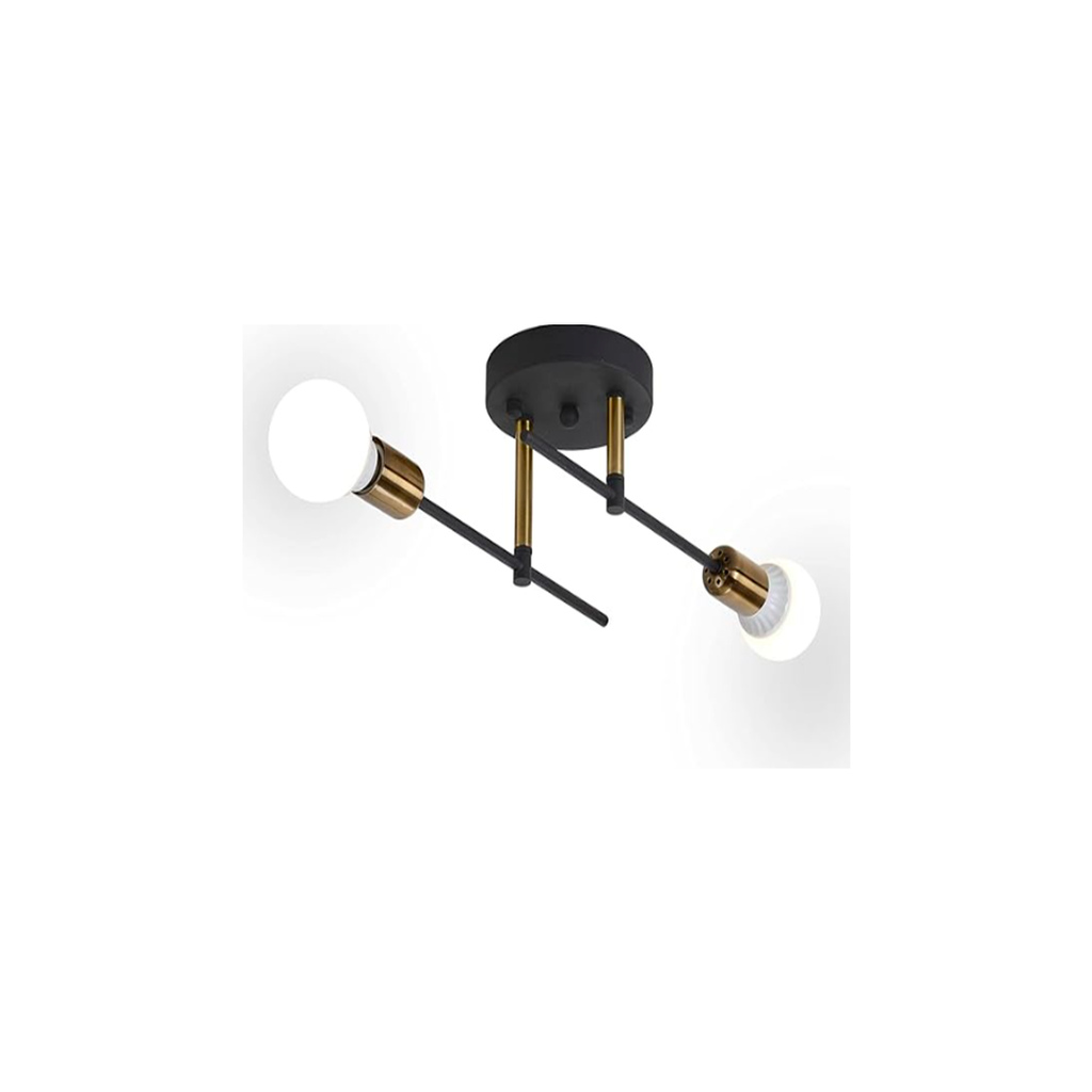 Lampara de techo 2l etl-058 negro/dorado