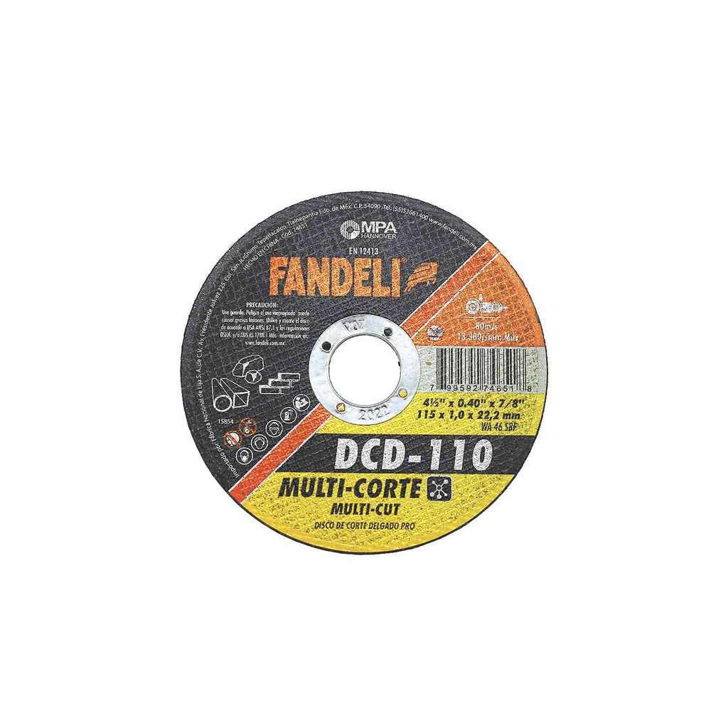 Disco cortar metal / concreto 4.1/2" fandeli 74651