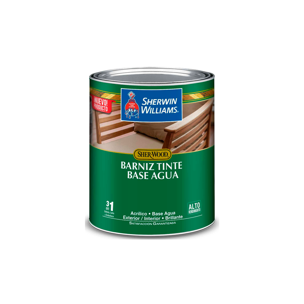 Barniz base de agua 3en1 1-galon sherwin williams nogal