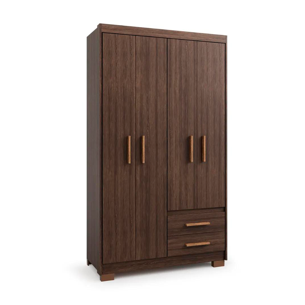 Ropero mdf 4 puertas 2 gavetas 185x47x105 centimetros batrol 02.1196.50 cafe