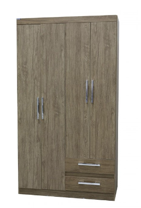 Ropero mdf 4 puertas 2 gavetas 185x47x105 centimetros batrol 02.1196.50 cafe