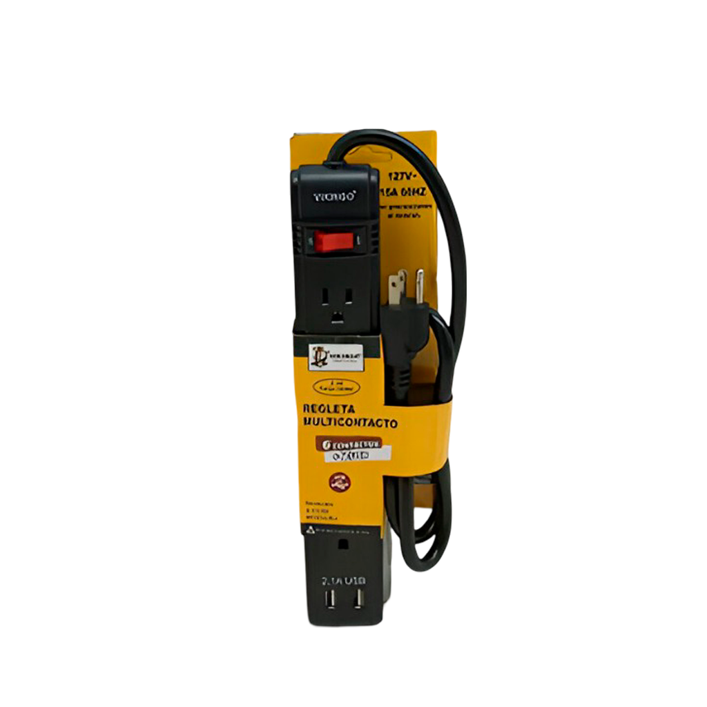 Tomacorriente multiple 6en/2usb vikingo