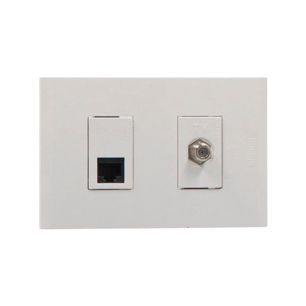 Tomacorriente red rj45/tv nobile 2292 blanco