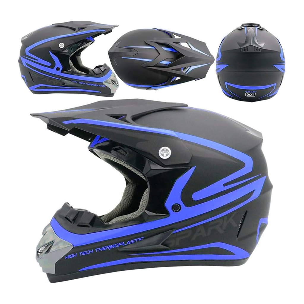 Casco moto cross "l" fillet negro/azul