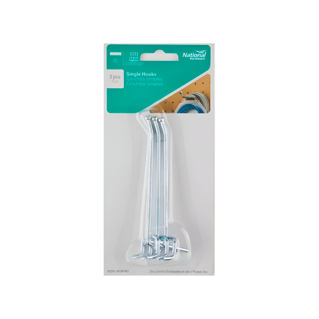 Gancho para gondola recto 6" 3pc nativa 180-013