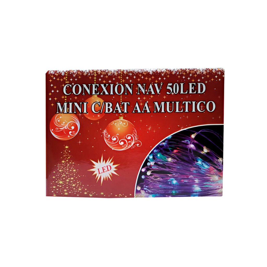 Conexión navideña 50l 5m multicolor cable plateado sin batería 053