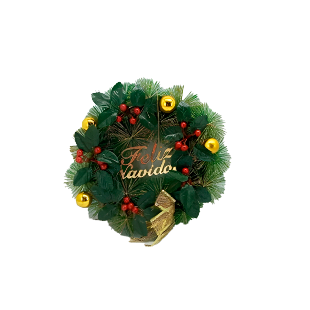 Corona navideña 30cm feliz navidad 2-cs2404-221