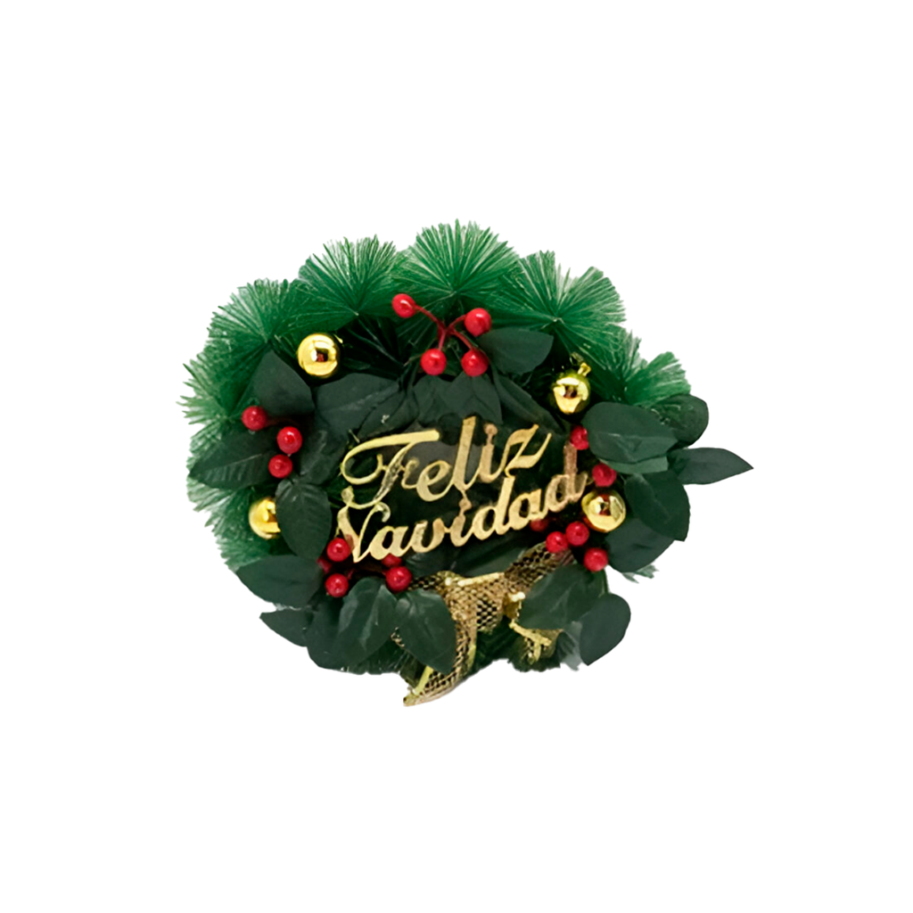 Corona navideña 30cm feliz navidad sshh009