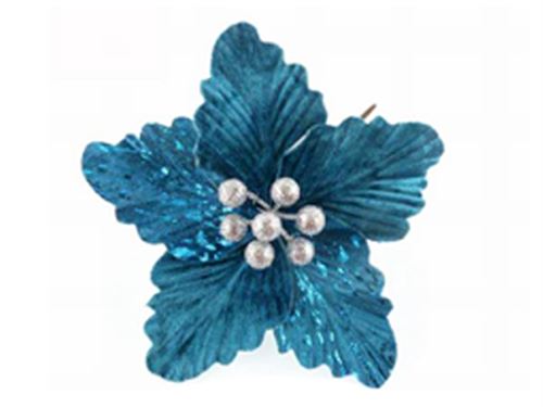 Flor navideña 20cm 2-cs2303-1429 azul/aqua