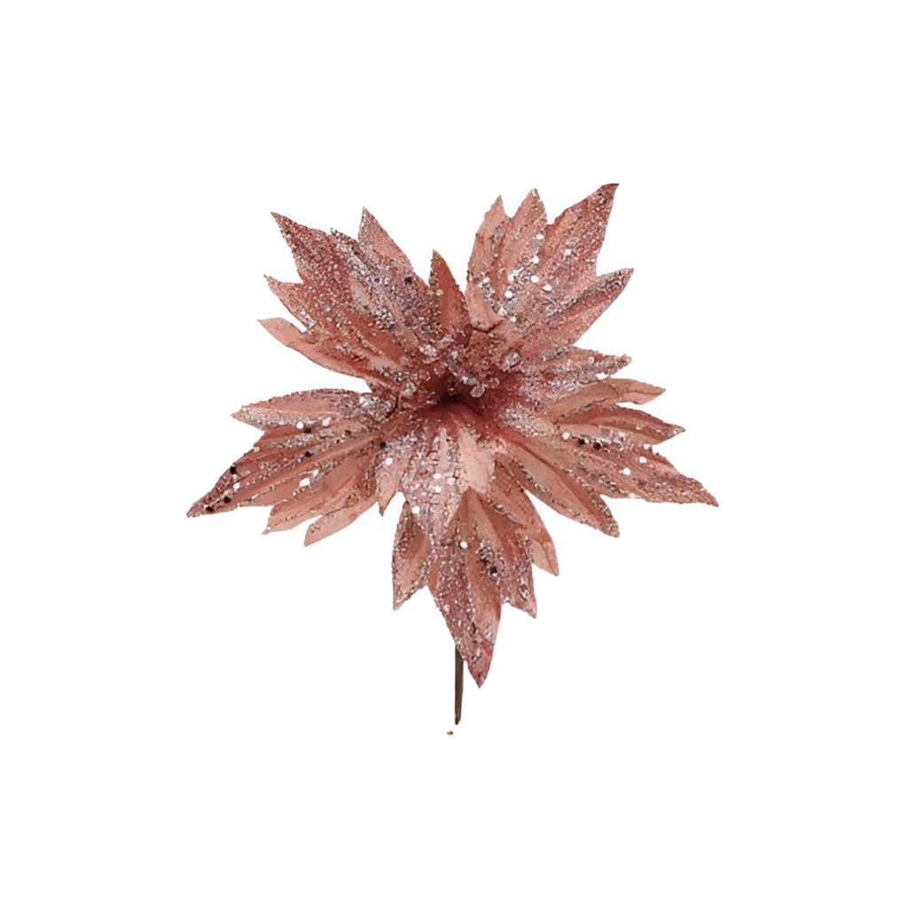 Flor navideña 20cm mh1147 rose gold