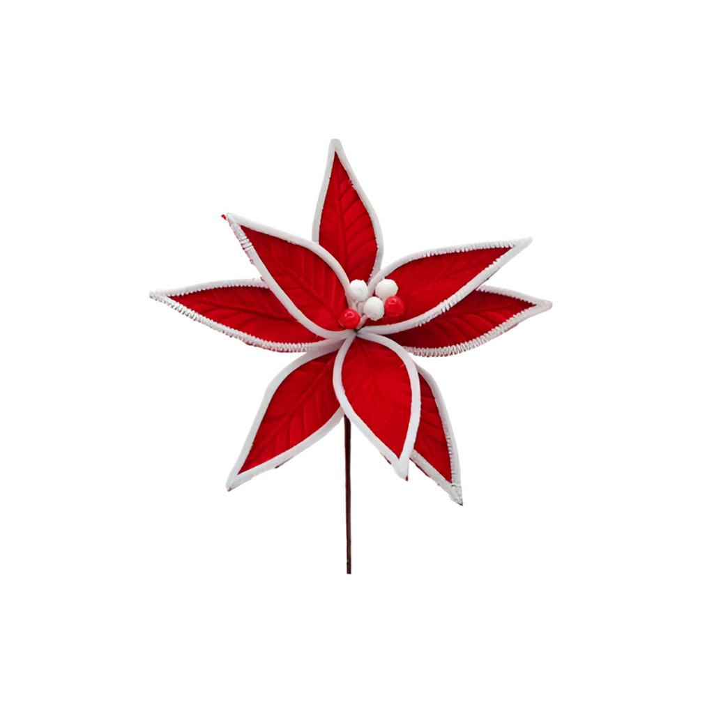 Flor navideña 25cm mh1078 rojo/blanco