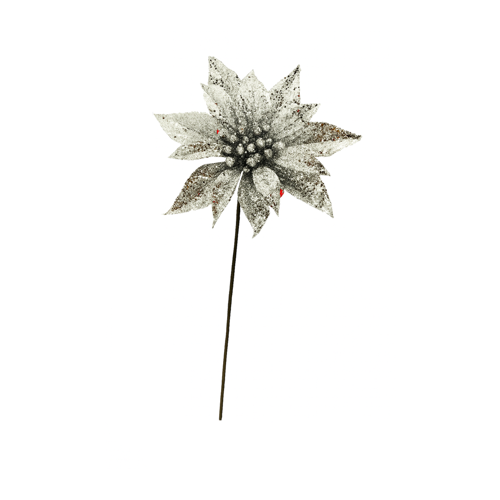 Flor navideña 25cm xs1042379s plateado