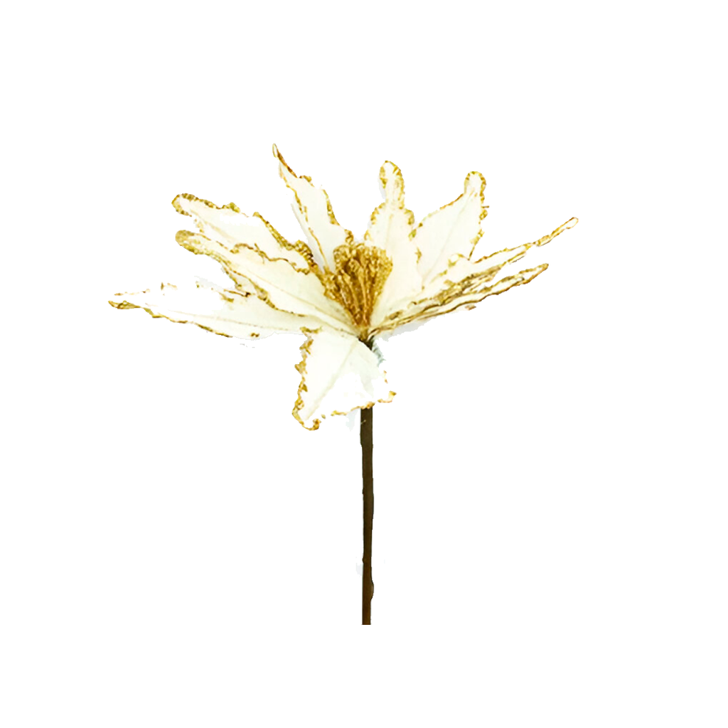 Flor navideña 26x70cm 2-cs1603-1197 blanco/dorado
