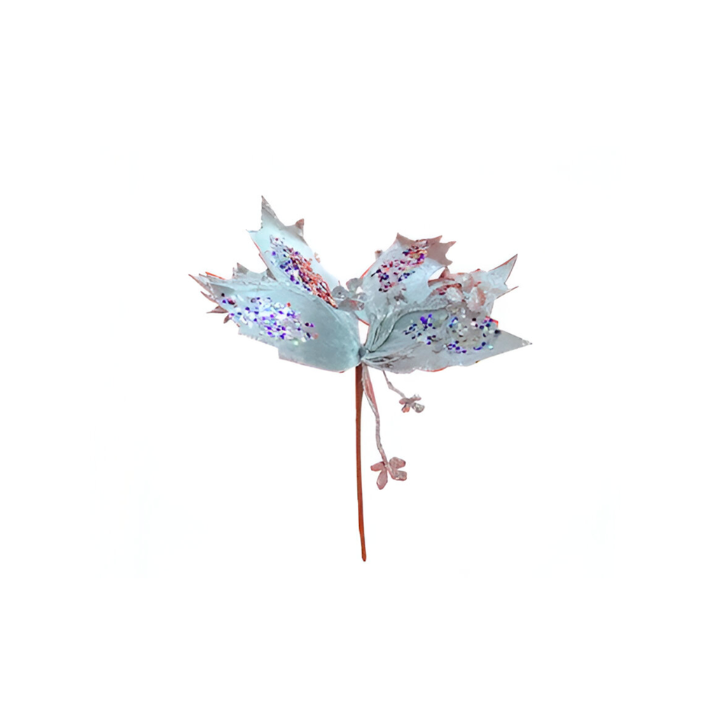 Flor navideña 28cm mh1181 plateado/azul
