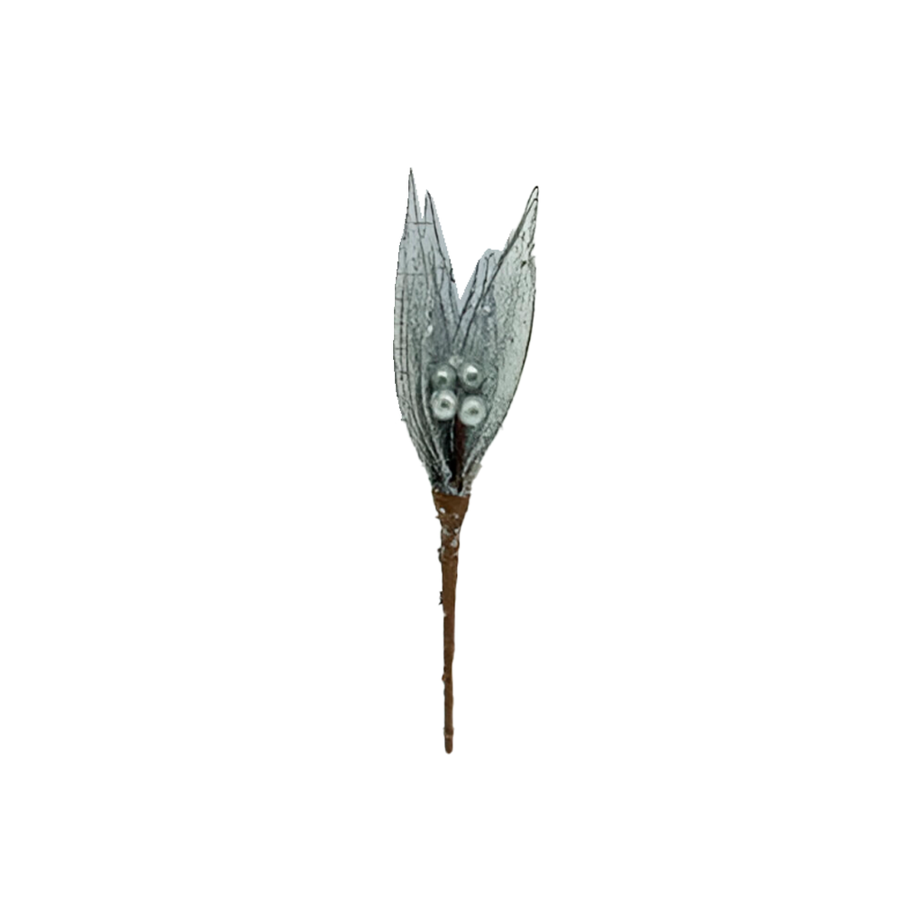 Flor navideña 28cm stsd2309 plateado