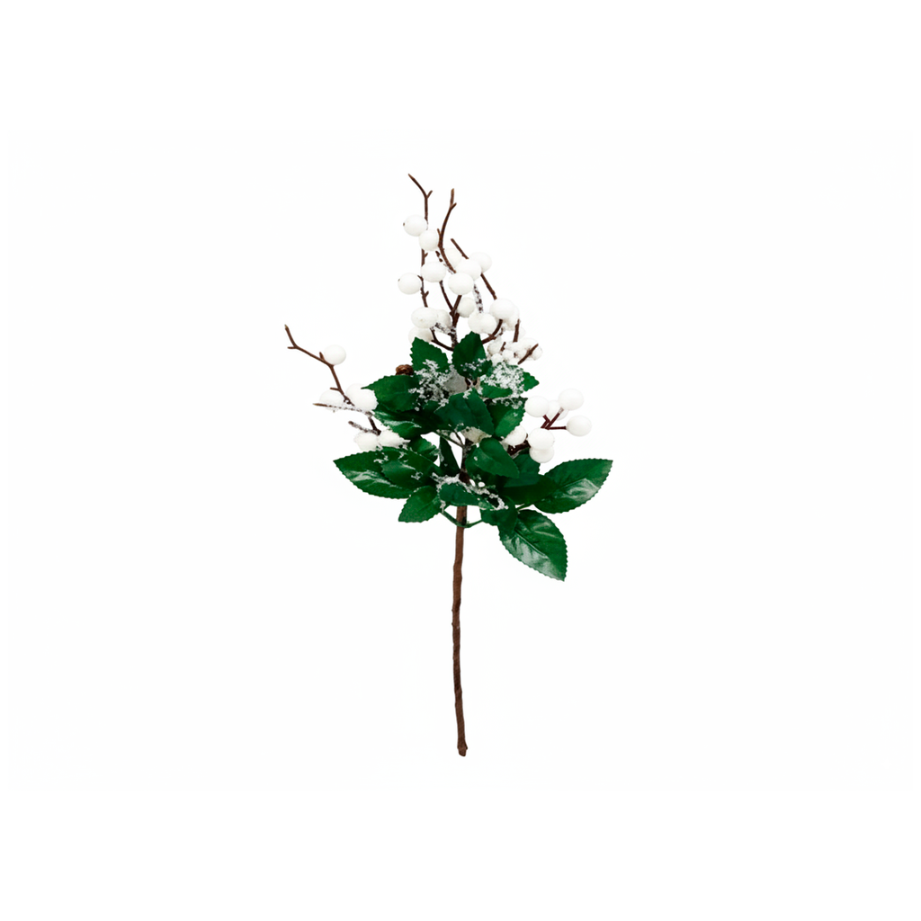 Rama navideña con bayas 40cm a1904-0381 blanco