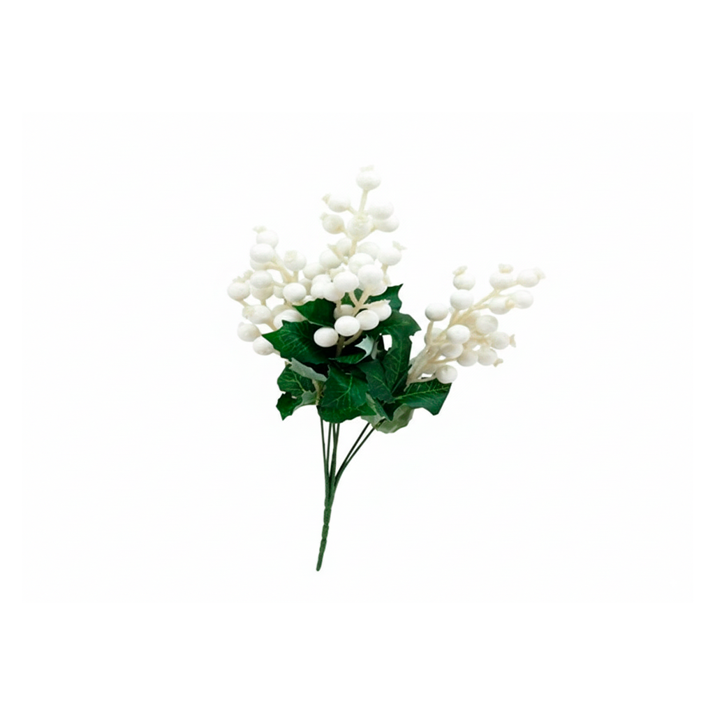 Rama navideña con bayas 41cm sa1904-0379 blanco