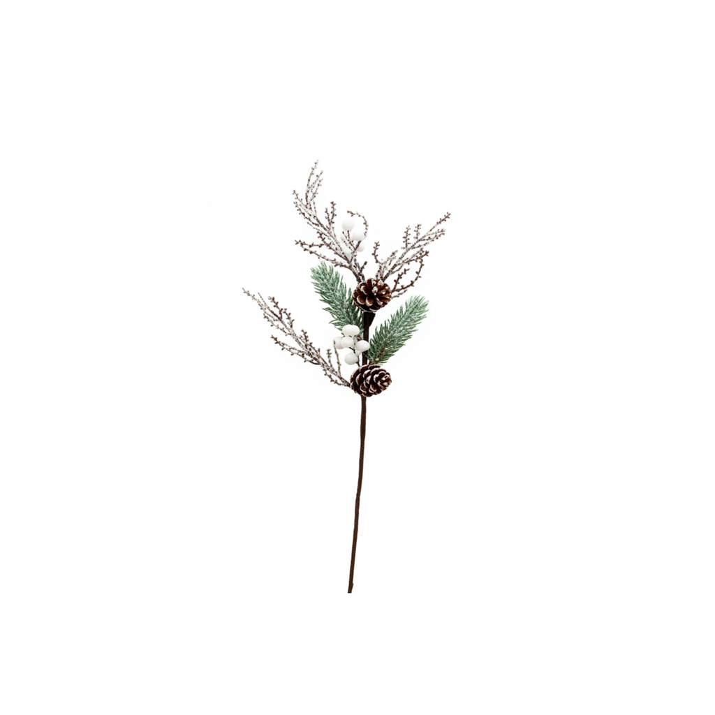 Rama navideña con bellota 65cm blanco/verde