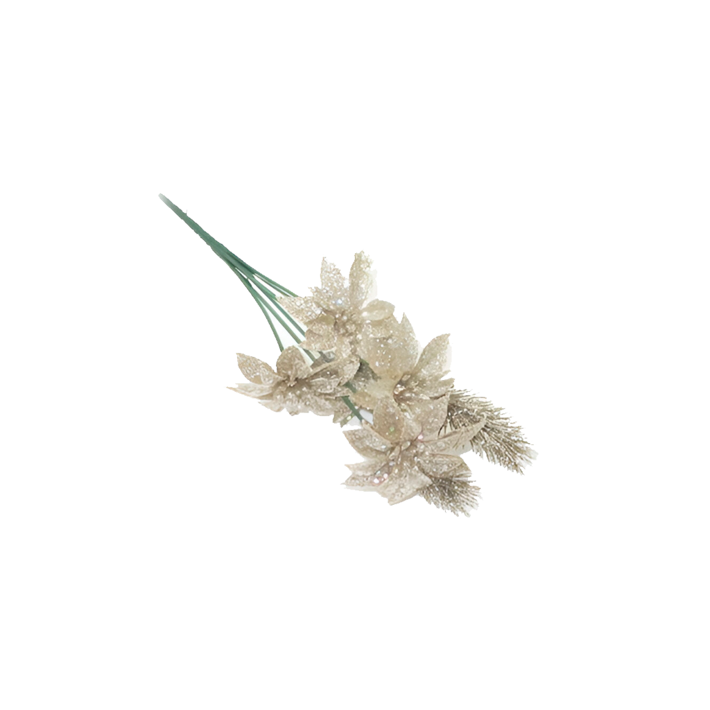 Rama navideña con flor 31cm 2cs2202-0145 varios colores