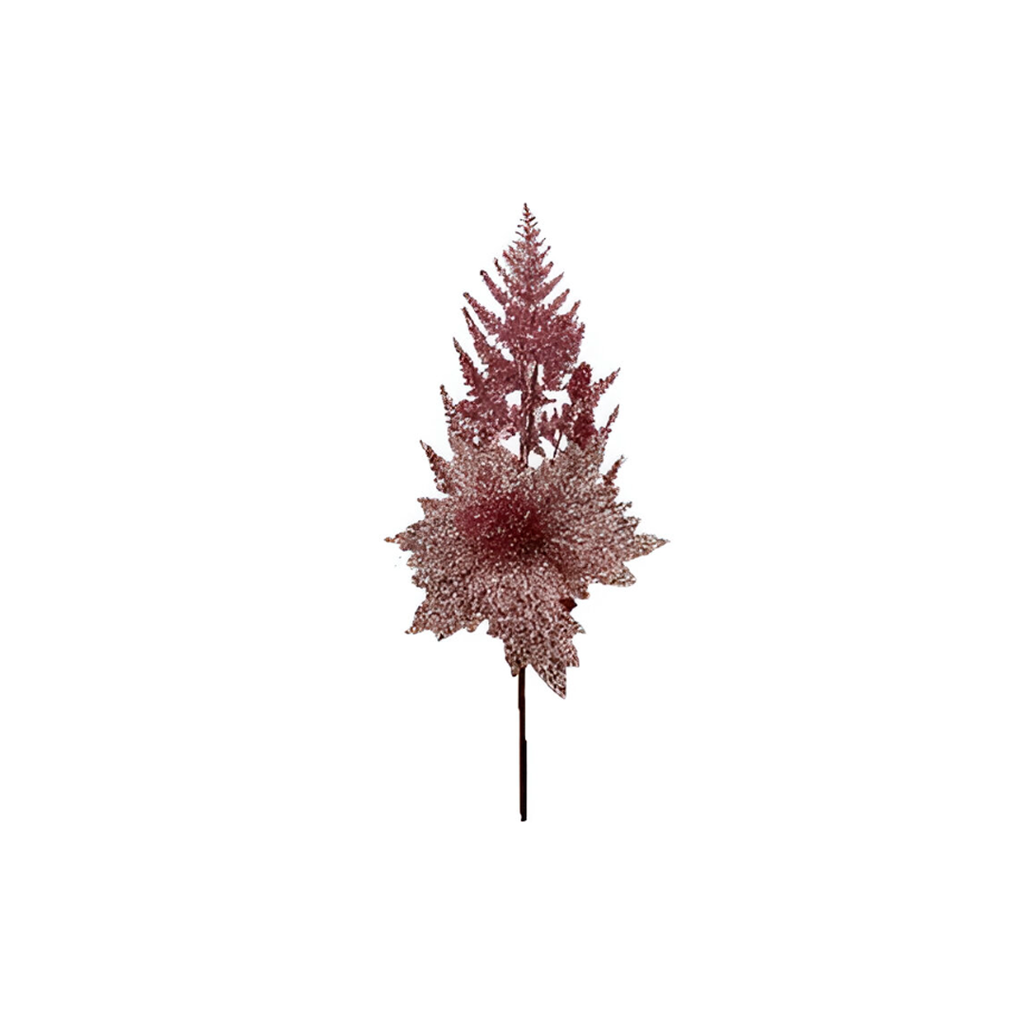 Rama navideña con flor 42cm yx2023364 rosado