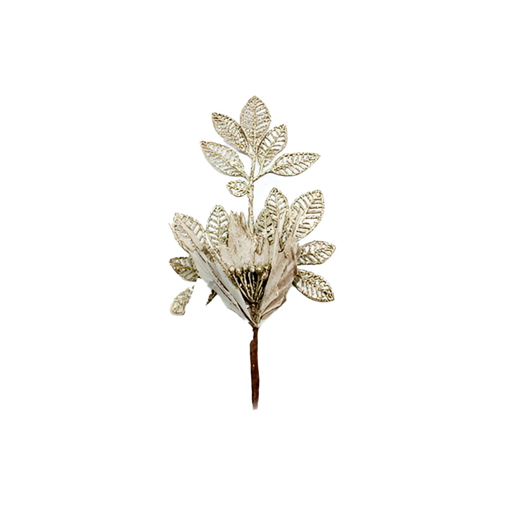 Rama navideña con flor 52cm 2023011c champagne