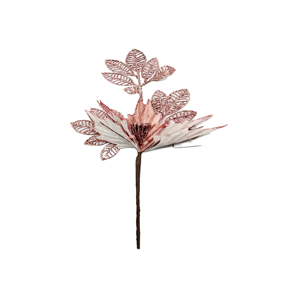 Rama navideña con flor 52cm 2023011rg rose gold