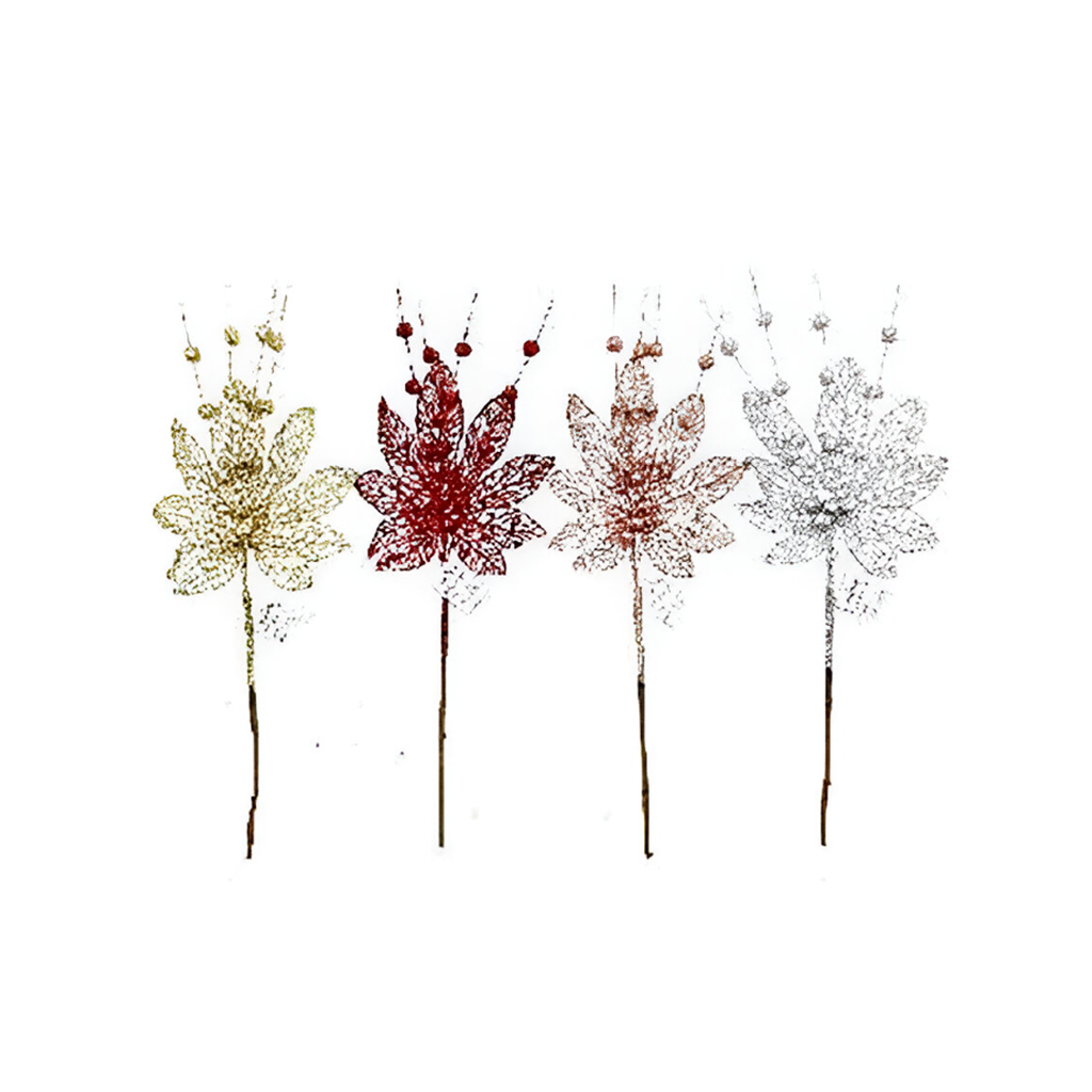 Rama navideña con flor 52cm ln23-25 varios colores